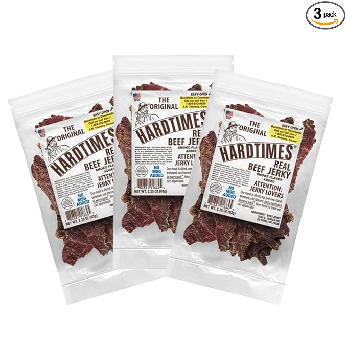 Hardtimes Handcrafted Beef Jerky - Original Flavor - 3 Pack of 2.25 oz. Bags