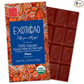 EXOTICCAO 8 Pack Cacao Nibs &amp Pink Salt Organic Dark Chocolate Bars|Cane Sugar|Gluten-Free Vegan Non GMODairy free Soy Free|70% Cacao|2.47 oz Each