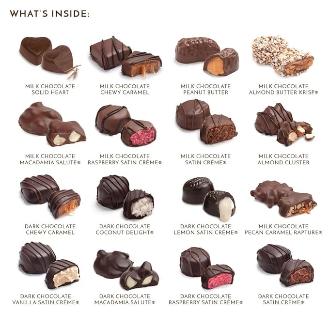 Ethel M Chocolates Taste Of Las Vegas Premium Collection 16-piece Medley of Chewy Caramels Nut Clusters Satin Cr?mes Almond Butter Crisps Milk &amp Dark Variety
