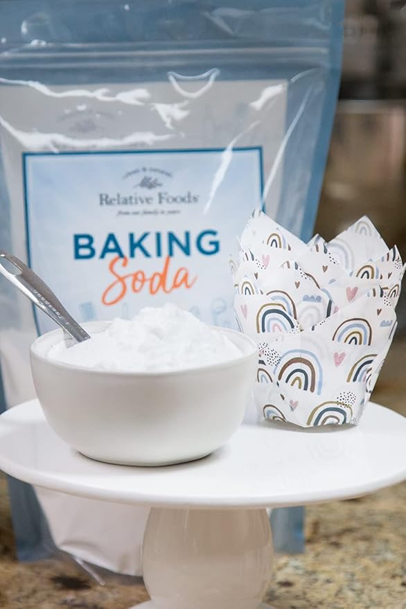 Relative Foods Baking Soda for Cooking cleaning &amp More - Gluten Free Sodium Bicarbonate Baking Mix w/No Preservatives - Pure Bulk Baking Soda for Baking (5 Pounds) Mined from the earth with not