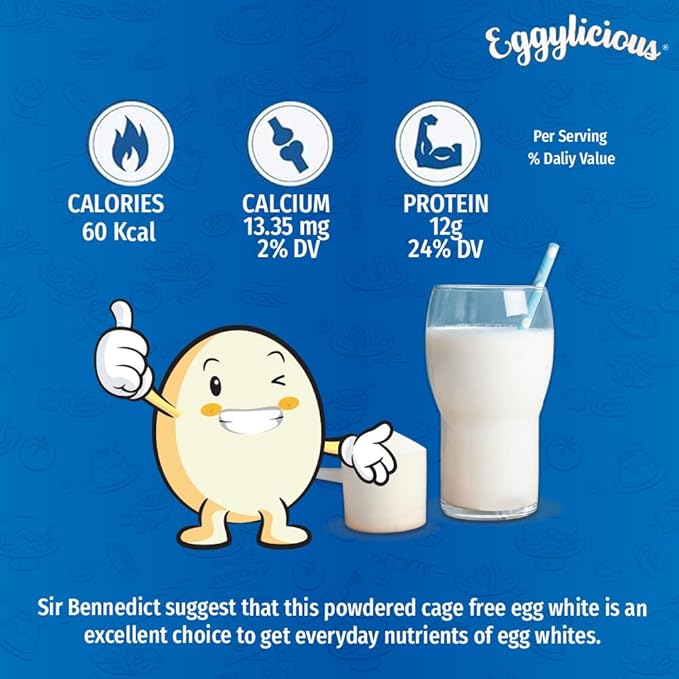 Eggylicious | Cage-Free Egg White Powder 11 oz (312 gm) | Made in USA from Humanely-Raised Cage-Free Eggs | Perfect for Macarons Fluffy Meringues Shakes Omelets | Non-Bioengineered No Additives