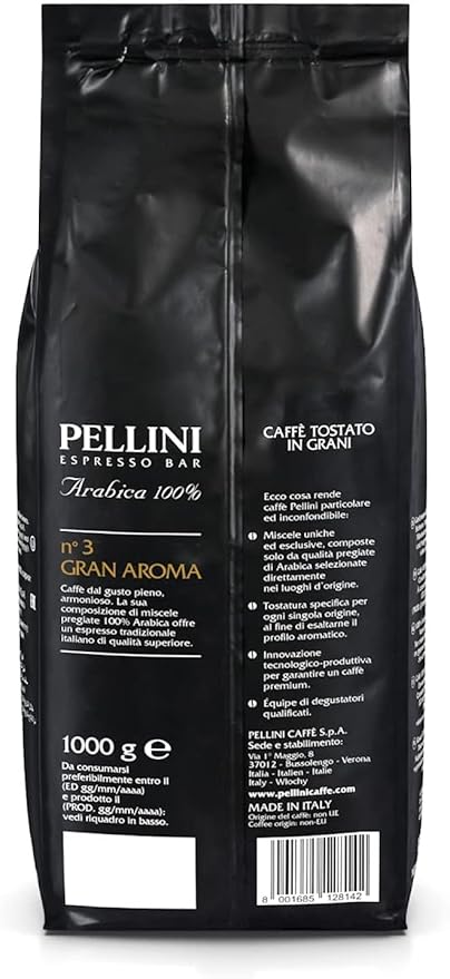 Pellini Caffè in grani Espresso Gusto Bar N. 3 gran Aroma 1 Confezione da 1 kg