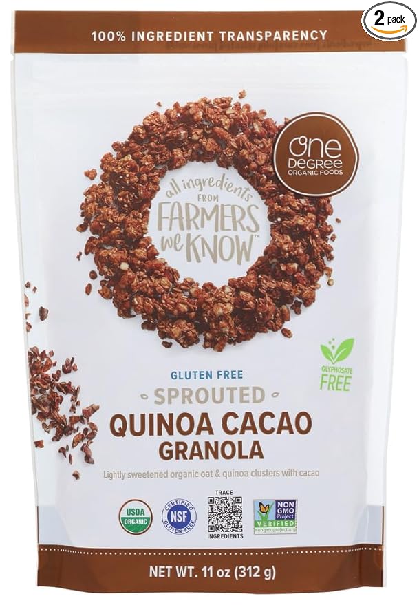 One Degree Sprouted Oat Granola Quinoa Cacao 11-Ounce (Pack of 2)