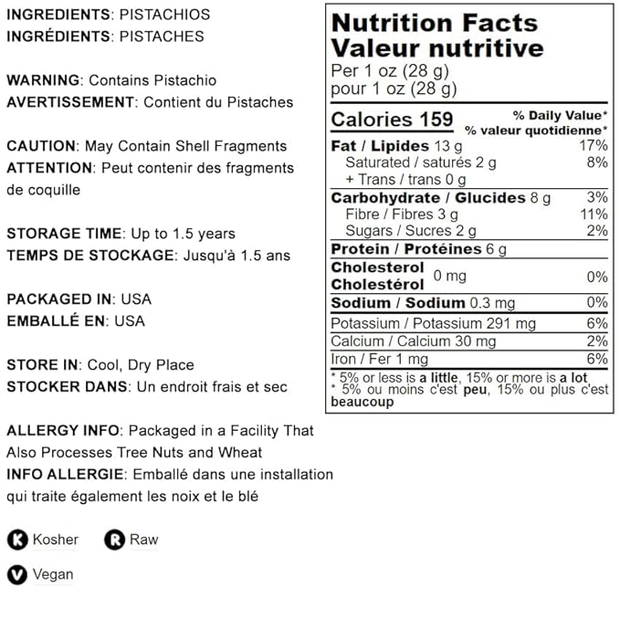 Food to Live No Shell Pistachios 9 Pounds – Unsalted Kernels Sirtfood Bulk. Pistachios Individual Packs. Wonderful Keto and Paleo Snack