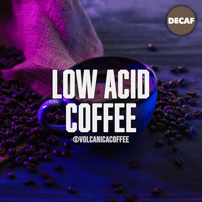 Low Acid Decaf Coffee Blend of Natural Low Acidic Decaf Coffee Whole Bean Medium Roast Fresh Roasted Kosher 16-ounces