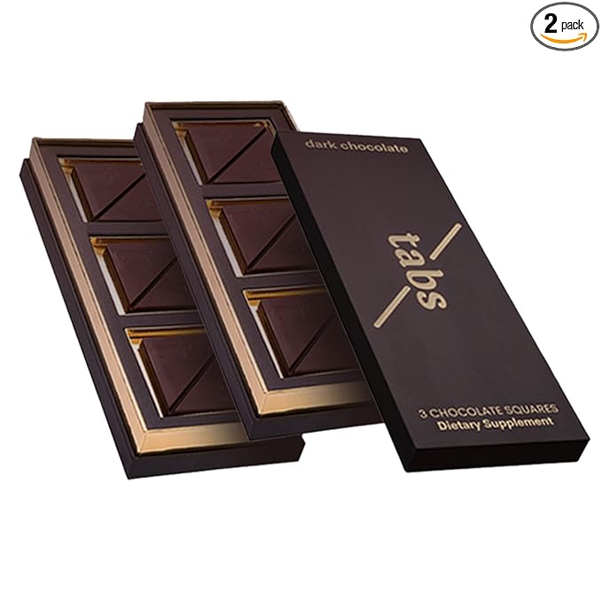 Tabs Dark Chocolate Squares (2 Boxes) - 60% Cocoa with Epimedium and Maca Root - Vegetarian and Gluten-Free