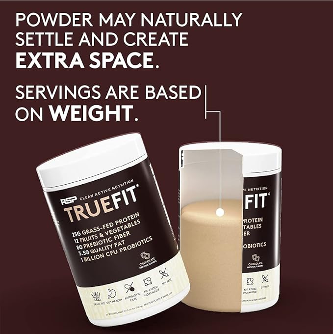 TrueFit High Fiber Protein Powder Grass-Fed Whey Meal Replacement Shake with Prebiotics Probiotics &amp Organic Superfoods Keto Friendly Gluten Free