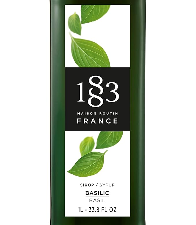 1883 Basil Syrup for Drinks Made in France 1 Liter Glass Bottle