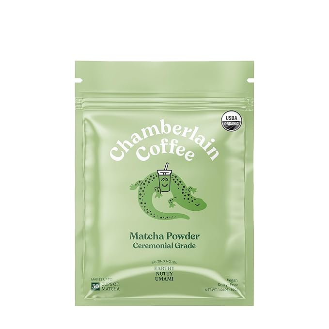 Chamberlain Coffee Ceremonial Matcha Green Tea Powder - Japanese Green Tea + Original Grade Matcha - Hot or Iced - Organic Vegan &amp Gluten-Free Matcha Powder 1.06 oz Pouch