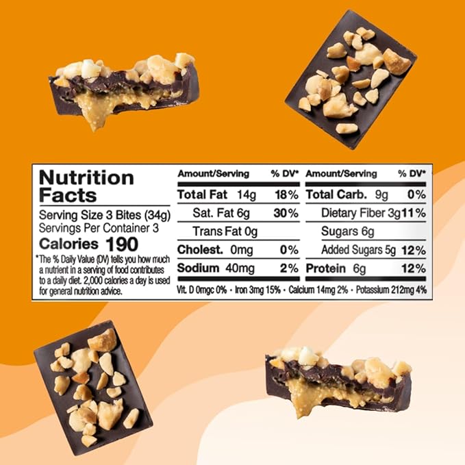 JOJO's Dark Chocolate Peanut Butter Filled Healthy Snack Low Sugar Low Carb Gluten Free Non GMO Paleo &amp Keto Friendly Made with Plant Based Hemp Protein Vegan (4 Count)