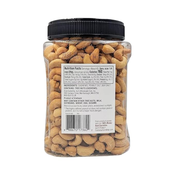 Whole Fancy Cashews Roasted and Salted 42 oz (42 OZ (2 Pack))