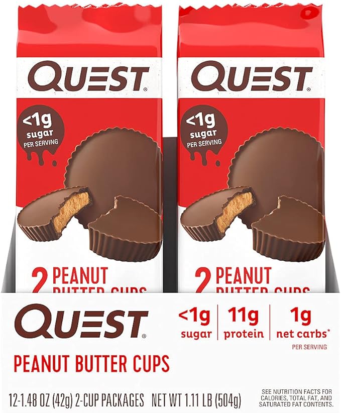 Quest Nutrition High Protein Peanut Butter Cups 12 Count and Atkins Peanut Butter Protein Wafer Crisps 5 Count
