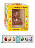 Break Apart Bunny (milk chocolate bunny filled with carrot-shaped gummy candies and Chocolate Truffle Eggs (assortment of egg-shaped chocolate confections each giftable 2.22-oz. box