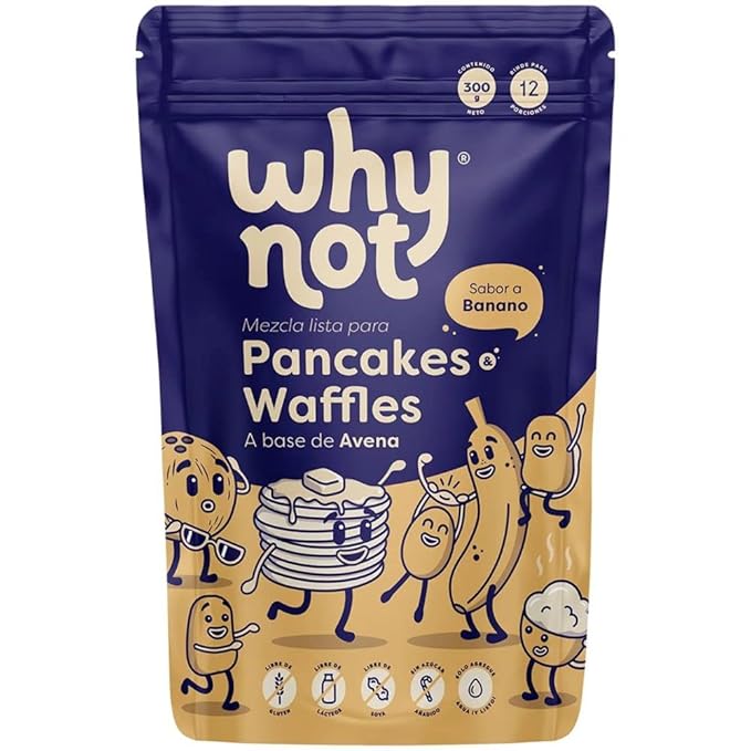 Almond based waffles Why Not Pancake mix (2 pack) with Banana flavor waffle Gluten Free &amp no added sugar Works with Waffle Maker - Fast and Fresh Breakfast Foods