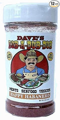 Dave's Rub a Dub Dub Happy Habanero Seasoning Low Sodium Dry Rub BBQ Spice Blend for Meats Seafood Veggies 5 OZ Shaker Bottle 12 Pack
