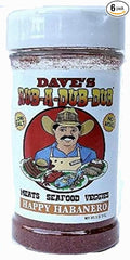 Dave's Rub a Dub Dub Happy Habanero Seasoning Low Sodium Dry Rub BBQ Spice Blend for Meats Seafood Veggies 5 OZ Shaker Bottle 6 Pack
