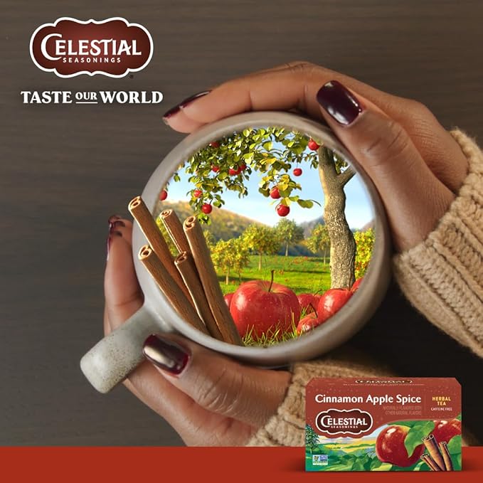 Celestial Seasonings Cinnamon Apple Spice Herbal Tea Caffeine Free 20 Tea Bags Box (Pack of 6)