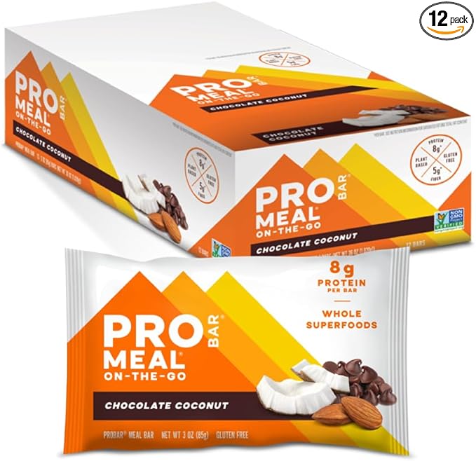 PROBAR - MEAL Bar Chocolate Coconut Non-GMO Gluten-Free Healthy Plant-Based Whole-Food Ingredients Natural Energy (12 Count)