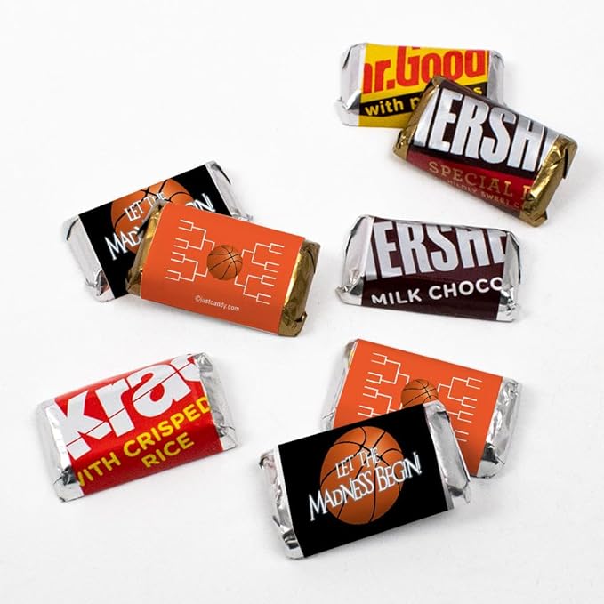 100ct Basketball Party Favors Wrappers for Miniatures Let the Madness Begin (100 Count) - Orange - Candy Not Included