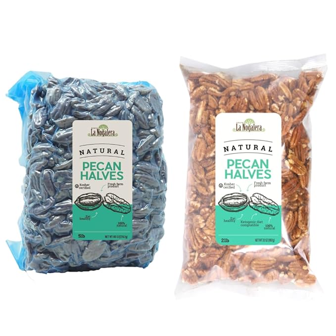 Pecan Halves Bundle – 2 lb + 5 lb Bags (7 lbs Total) | Fresh Premium Conventional Pecans | Bulk Natural Nuts for Baking Snacking &amp Cooking