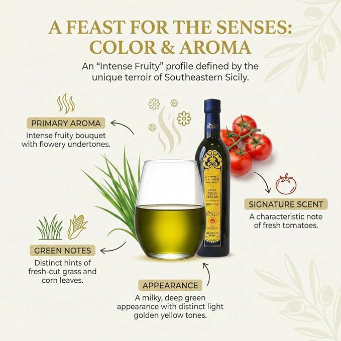 Letizia DOP Monti Iblei Extra Virgin Olive Oil - Authentic Sicilian EVOO (Tonda Iblea) PDO Certified - Award-Winning Intense Fruity Profile - 500ml (16.9 Fl Oz) - Pack of 2