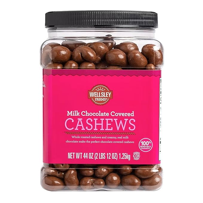 Wellsley Farms Milk Chocolate Covered Cashews 2.75 lbs - Whole Roasted Cashews in Creamy Milk Chocolate Gluten-Free Kosher Sweet Snack