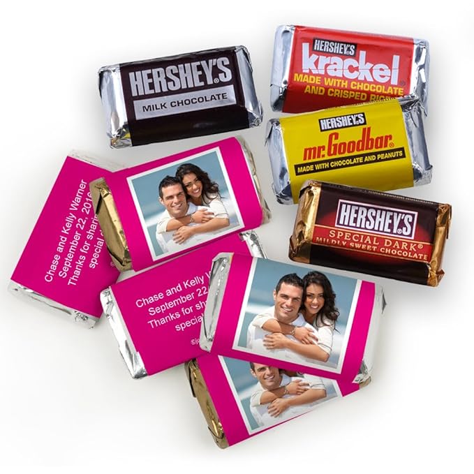 Personalized Wedding Candy Favors with Photo Miniatures - Hot Pink (Free Cold Packaging)