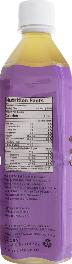 Little Jasmine Passion Fruit Green Tea Sweetened with Cane Sugar Real Fruit Juice No Artificial Flavors 16.9 Fl Oz (Pack of 12)