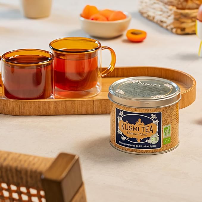 Kusmi Tea - Kashmir Tchai - Organic Black Tea Flavored with Anise Cardamom Cinnamon Ginger &amp Cloves - Smooth Flavourful Caffeinated Tea - Loose Leaf Tea - Tin Box of 3.5 oz