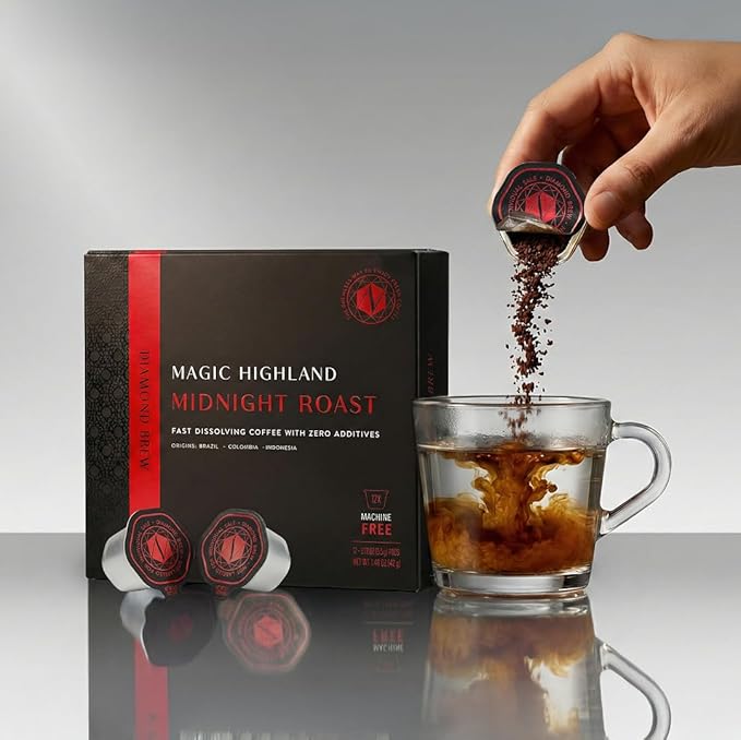 Luxury Dark Roast - 162mg Caffeine Hot or Iced Craft Instant Coffees Cold Brew Coffee Double Shot Espresso 12 Counts 100% Arabica Sugar Free No Additives - Original Diamond Brew (12)