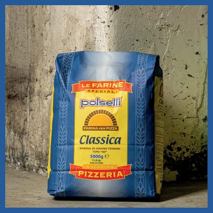 POLSELLI Classica Tipo 00 Double Zero Flour Extra Fine 11 lbs (5 kg) Neapolitan Italian Pizza Bread Pasta and more All Natural Unbleached Unbromated No Additives