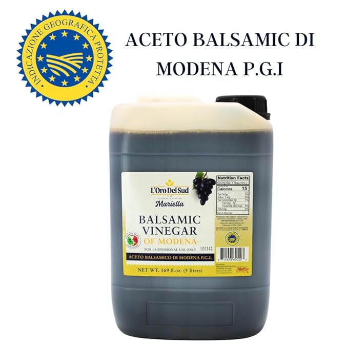 Mariella Premium Aged Balsamic Vinegar of Modena IGP Certified 5 liters (169 fl oz) Product of Italy Bulk Packaging Refill Foodservice Repacking Restaurants Home Use