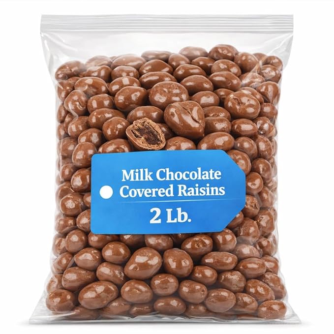 Milk Chocolate Covered Raisins – 2 lb Bag Sweet &amp Chewy Chocolate Candy Bulk Snack for Parties Gifts &amp Snacking