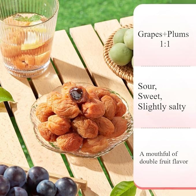 Sour and Sweet Plum Mixed with Grapes150g CannedDried PrunesPreserved PlumsChinese Healthy Candied FruitPlum CakesDelicious Casual Candy SnacksDim SumDried FruitsVegan Snack Gift (2can)