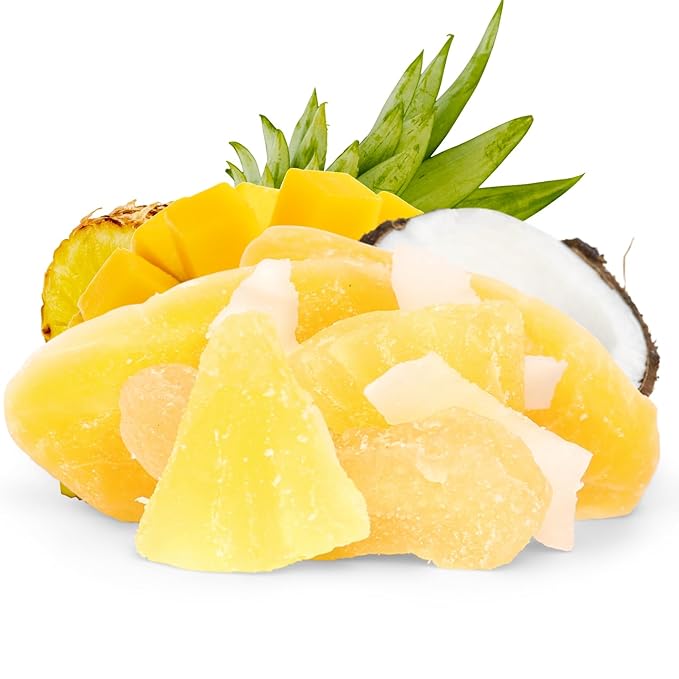 Tropical Mixed Dried Fruit Medley - by Its Delish 40 OZ Jumbo Container | Healthy Snacks for Adults | Fresh Snack Mix Dry Fruit | Pineapple Mango Guava Coconut | Vegan Kosher