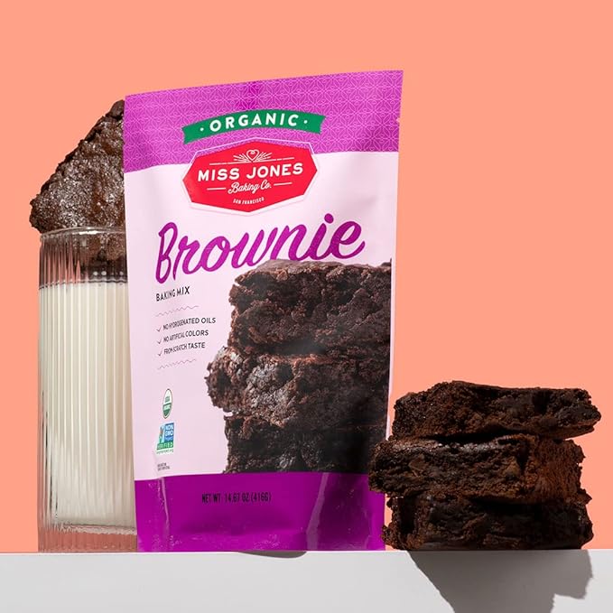 Miss Jones Baking Organic Fudge Brownie Mix Non-GMO Vegan-Friendly: Rich Cocoa (Pack of 3)