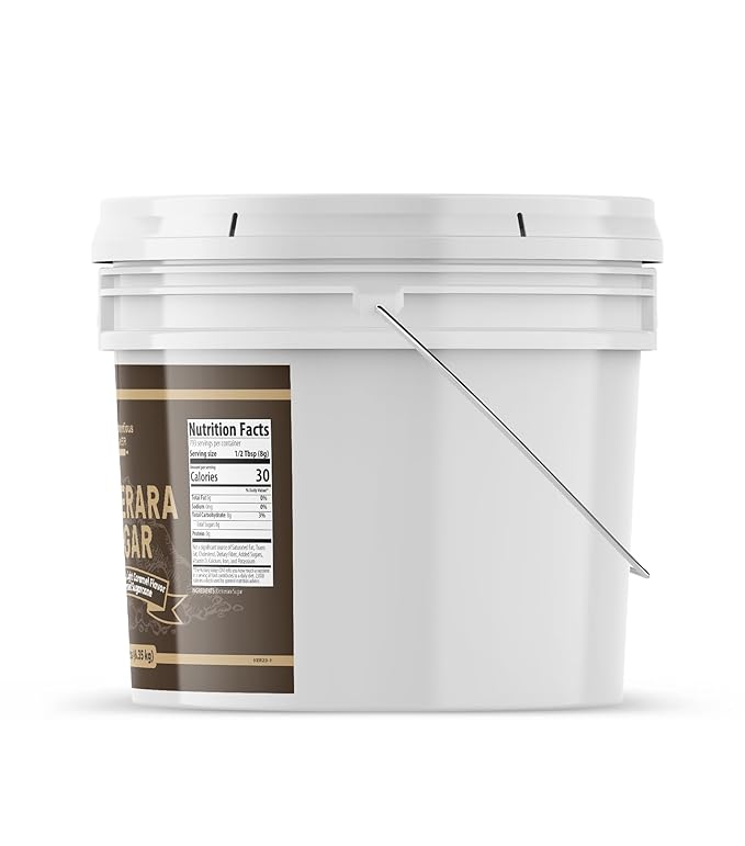 Unpretentious Demerara Sugar 2 Gallon Bucket Raw First-Pressed Sugarcane Crystals For Drinks &amp Baking (2 Gallon Bucket)