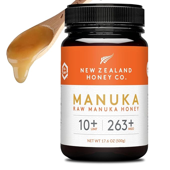 New Zealand Honey Co. Raw Manuka Honey UMF 10+ | MGO 263+ 17.6oz / 500g | Organic Medical Grade Manuka Honey for Daily Wellness Skin Care &amp Dogs