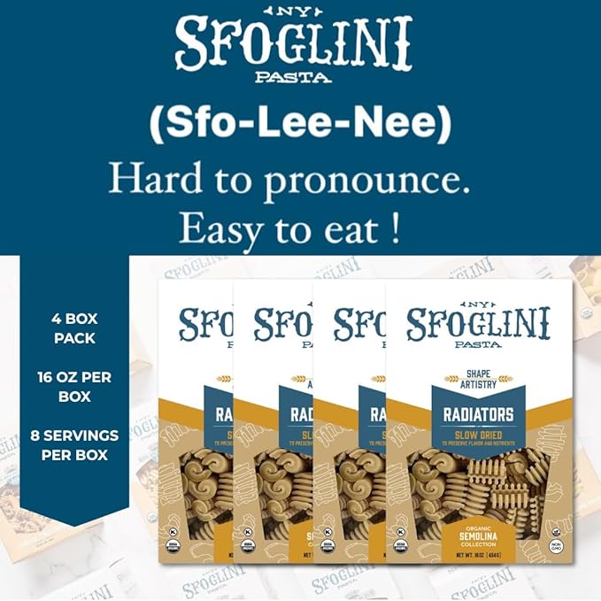 Sfoglini Organic Durum Semolina Radiators (4-Pack 16oz Each)