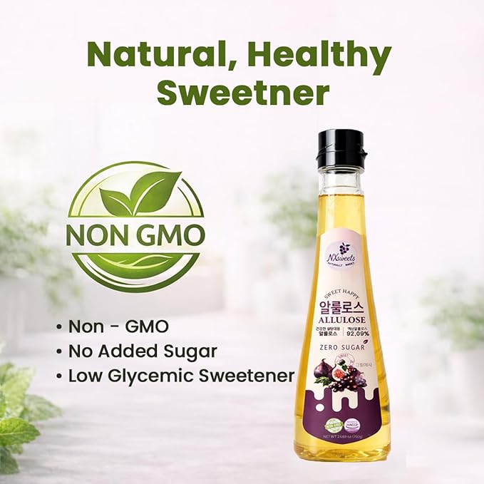 NXsweets Allulose Syrup with Indigestible Maltodextrin &amp Rice Syrup Zero Sugar Sweetener 92.09% Allulose Keto Friendly Low Glycemic Sweetener Non-GMO HACCP Certified 24.69 oz (700 g) Produc