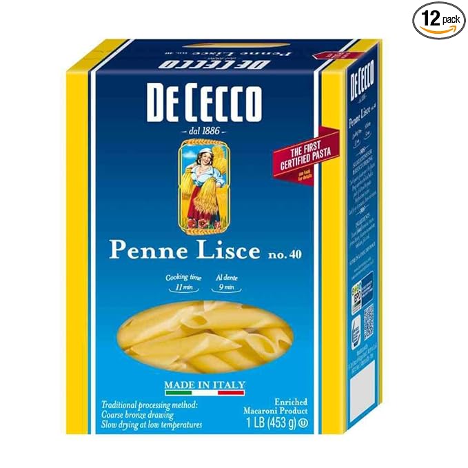 De Cecco Pasta Dececco Enriched Macaroni Penne Lisce 1 Pound -- 12 per case.