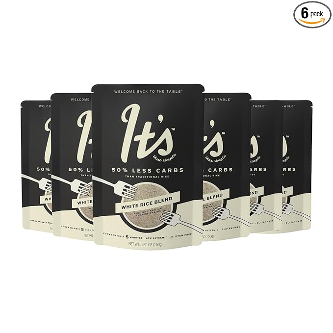 It’s That Simple White Rice Blend from It's Skinny 50% Less Carbs Certified Gluten-Free Non-GMO &amp Vegan Cooks in 5 Minutes – 5.29 oz (Pack of 6)