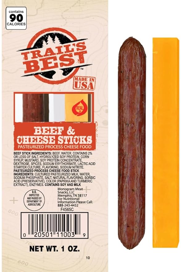 Trail’s Best 1oz Twin Beef &amp Cheese 1 Ounce Packs (15 count tub)