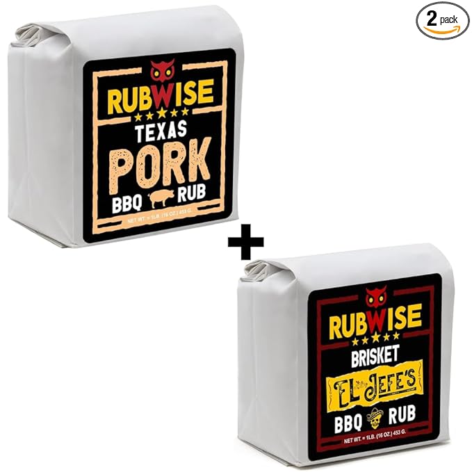 Texas Style Pork Rub &amp El Jefe Rub by Rubwise | BBQ Rub &amp Spices for Smoking &amp Grilling | Dry Rubs | Great on Beef Pork Brisket Steaks Ribs Burgers Chops Pork Butt Tenderloin NO MS