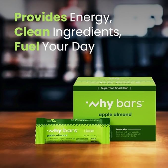 Superfood Protein Bars 2.04 Ounce Bars - Protein Bar Superfood Gluten Free Non GMO Organic Vegan Simple Ingredients (Apple Almond)