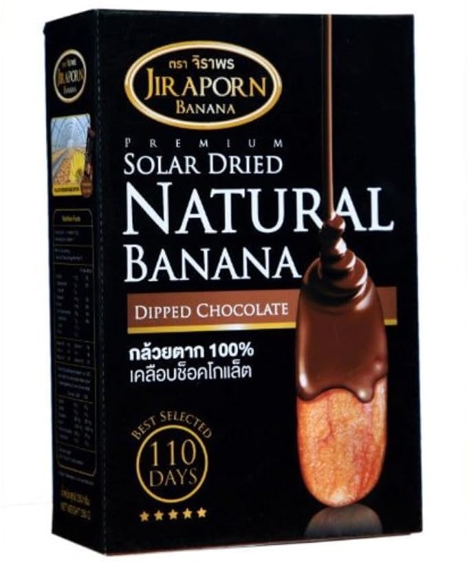 Jiraporn Chocolate Dipped Premium Solar Dried Natural Banana 250g.