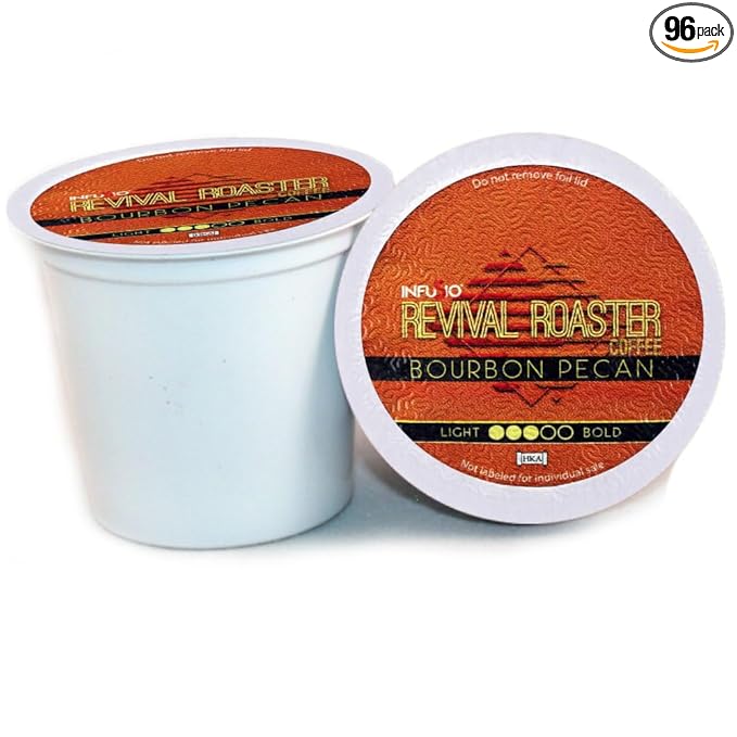 InfuSio Coffee Pods – 96 Count Bourbon Pecan (Flavored Coffee) Single Serve Coffee Pods for Keurig K Cup® Brewers Compatible with Keurig 2.0 Brewers