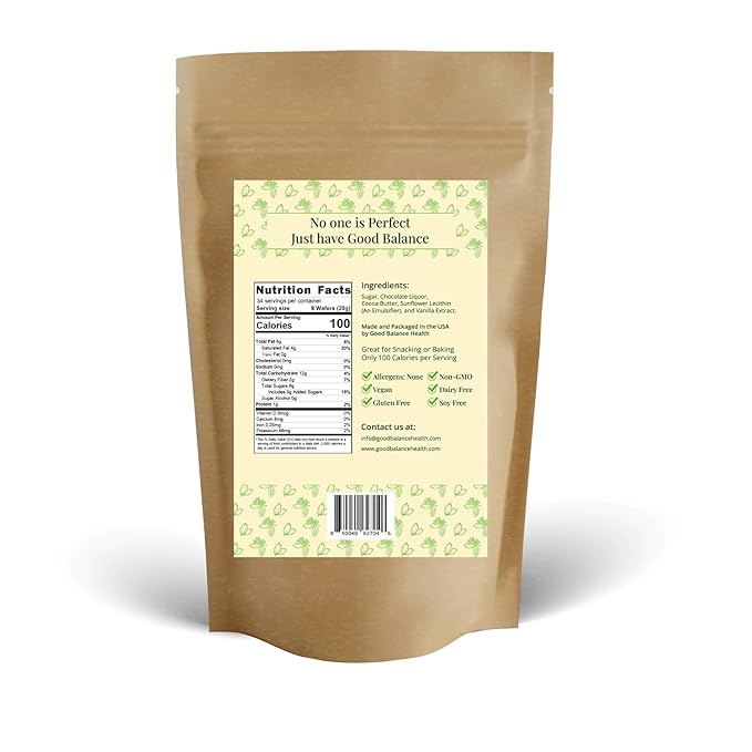 Good Balance Health Dark Chocolate Wafers Semi Sweet Dairy Free Soy Free Melting Chocolate for Deserts Baking Fondue Dipping Decorations 1 Resealable Bag 24oz total