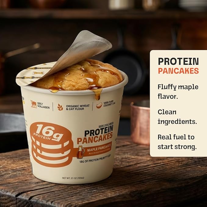 Beef Cakes Beef Collagen Protein Pancakes (12 Pack Maple) – 16g Protein Clean Ingredients No Dairy or Seed Oils – High Protein Breakfast for Athletes