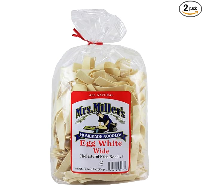 AmishTastes Mrs. Miller's Egg White Wide Noodles No Cholesterol 16 Oz. (Pack of 2)